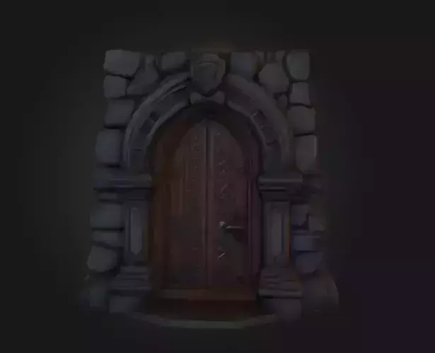 Gothic Stone Arch Door Low-poly 3D model