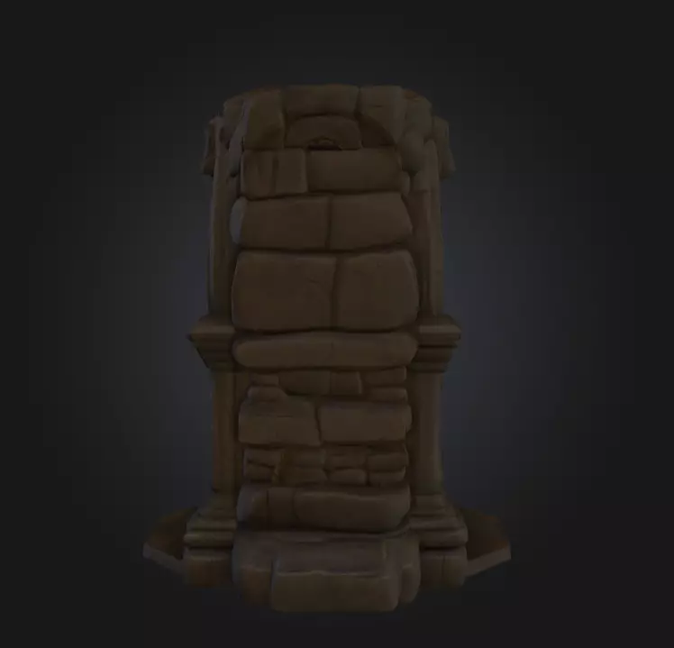 Gothic Stone Arch Door Low-poly 3D model_2