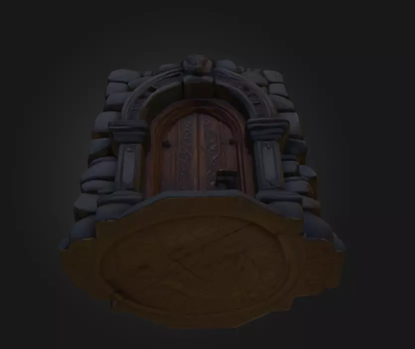 Gothic Stone Arch Door Low-poly 3D model_12