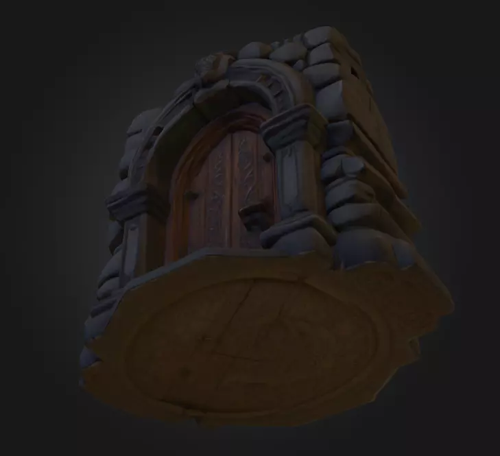 Gothic Stone Arch Door Low-poly 3D model_13