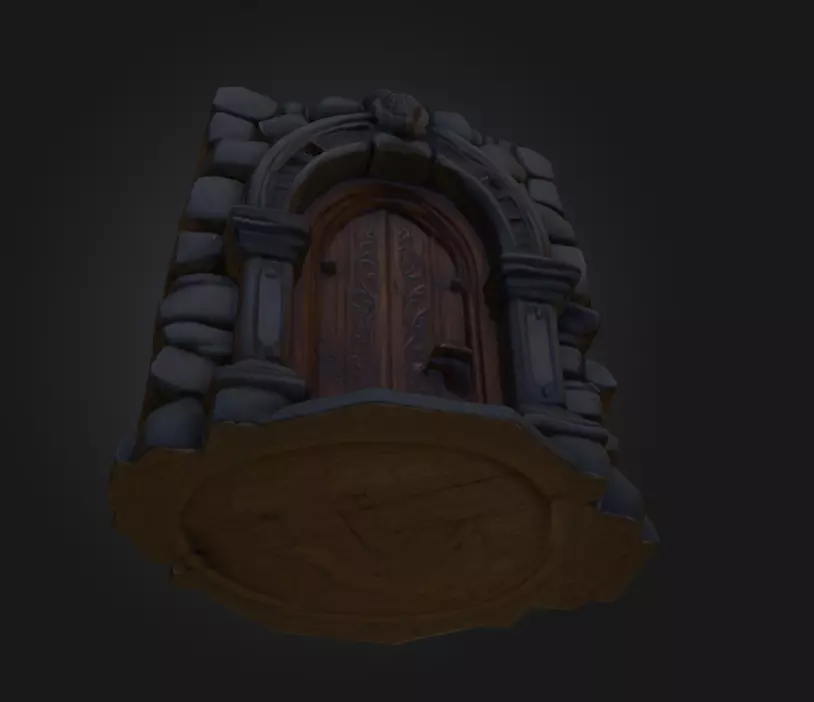 Gothic Stone Arch Door Low-poly 3D model_14
