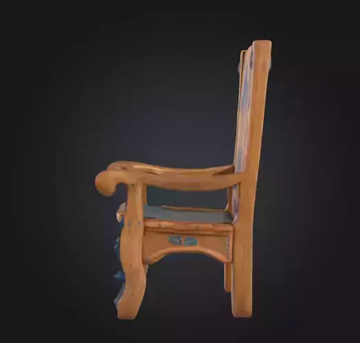 Medieval Wooden Chair Low-poly 3D model