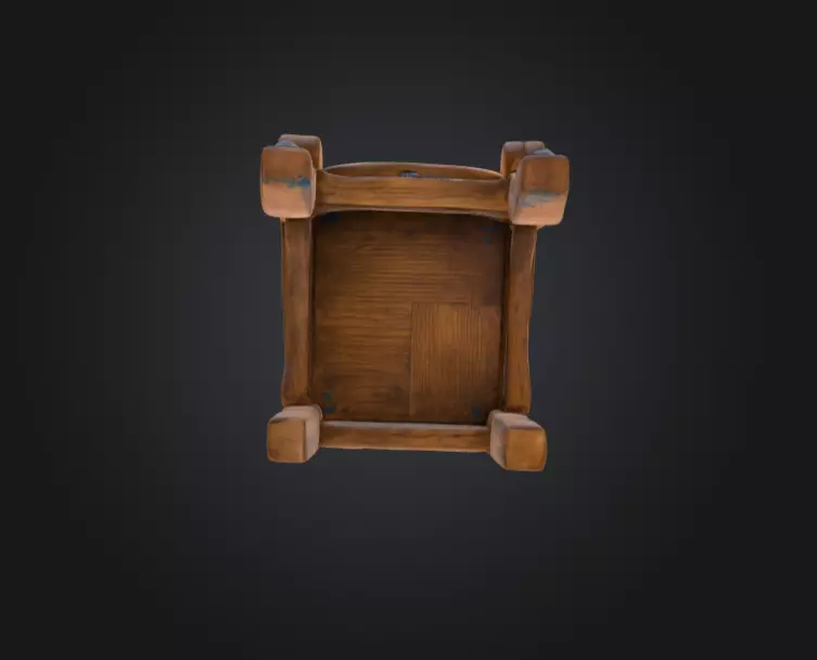 Medieval Wooden Chair Low-poly 3D model_14