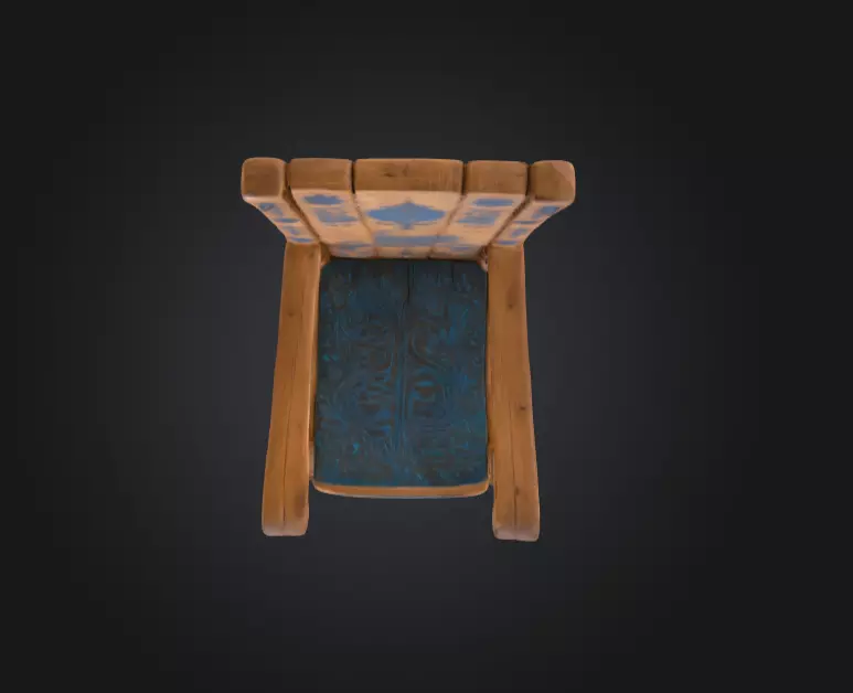 Medieval Wooden Chair Low-poly 3D model_11