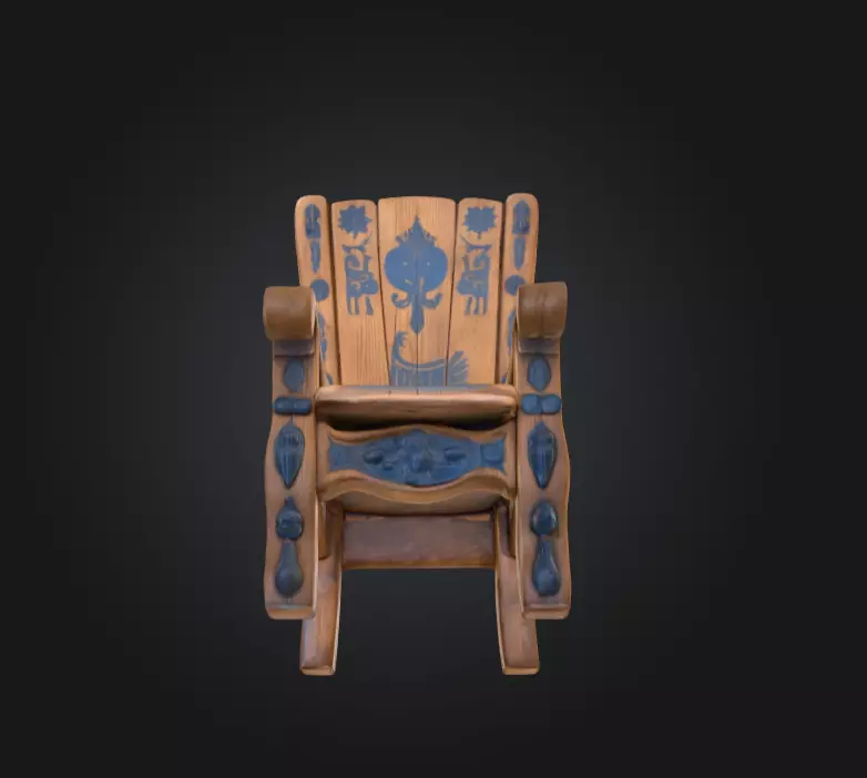 Medieval Wooden Chair Low-poly 3D model_7