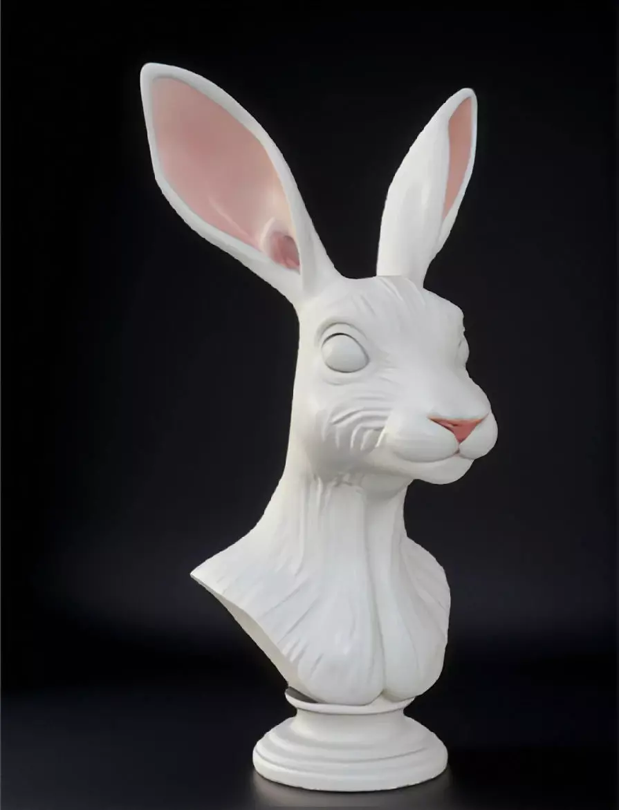 Hare Head Bust 3D Model - STL Printable Wildlife Sculpture 3D print model_0