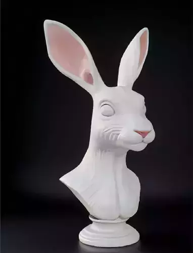 Hare Head Bust 3D Model - STL Printable Wildlife Sculpture