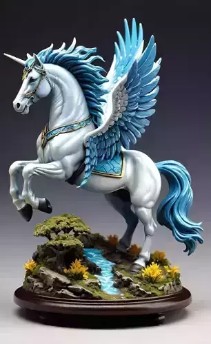 Celestial Pegasus Mythical Winged Horse Sculpture Enchanted  Low-poly 3D model