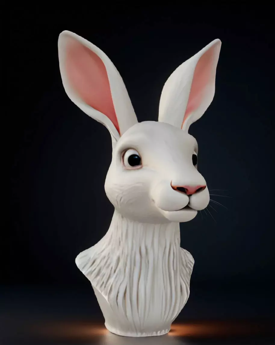 Hare Head Bust 3D Model - STL Printable Wildlife Sculpture 3D print model_0