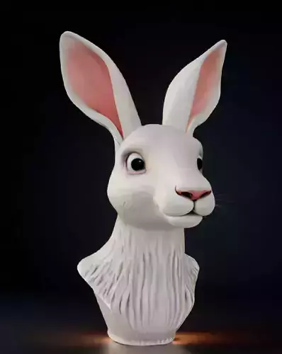 Hare Head Bust 3D Model - STL Printable Wildlife Sculpture