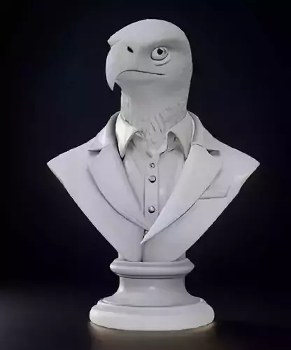 Hawk Head Bust 3D Model - STL Printable Bird of Prey Sculpture