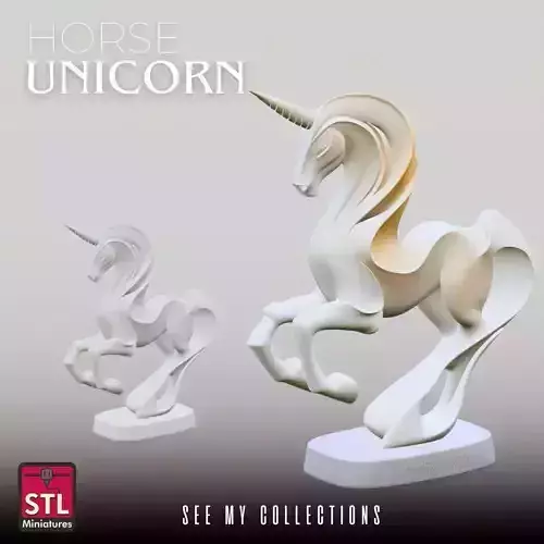 Modern Unicorn Sculpture STL Stylized Horse Design