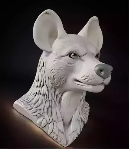 Hyena Head Bust 3D Model - STL Printable Wildlife Sculpture 3D print model