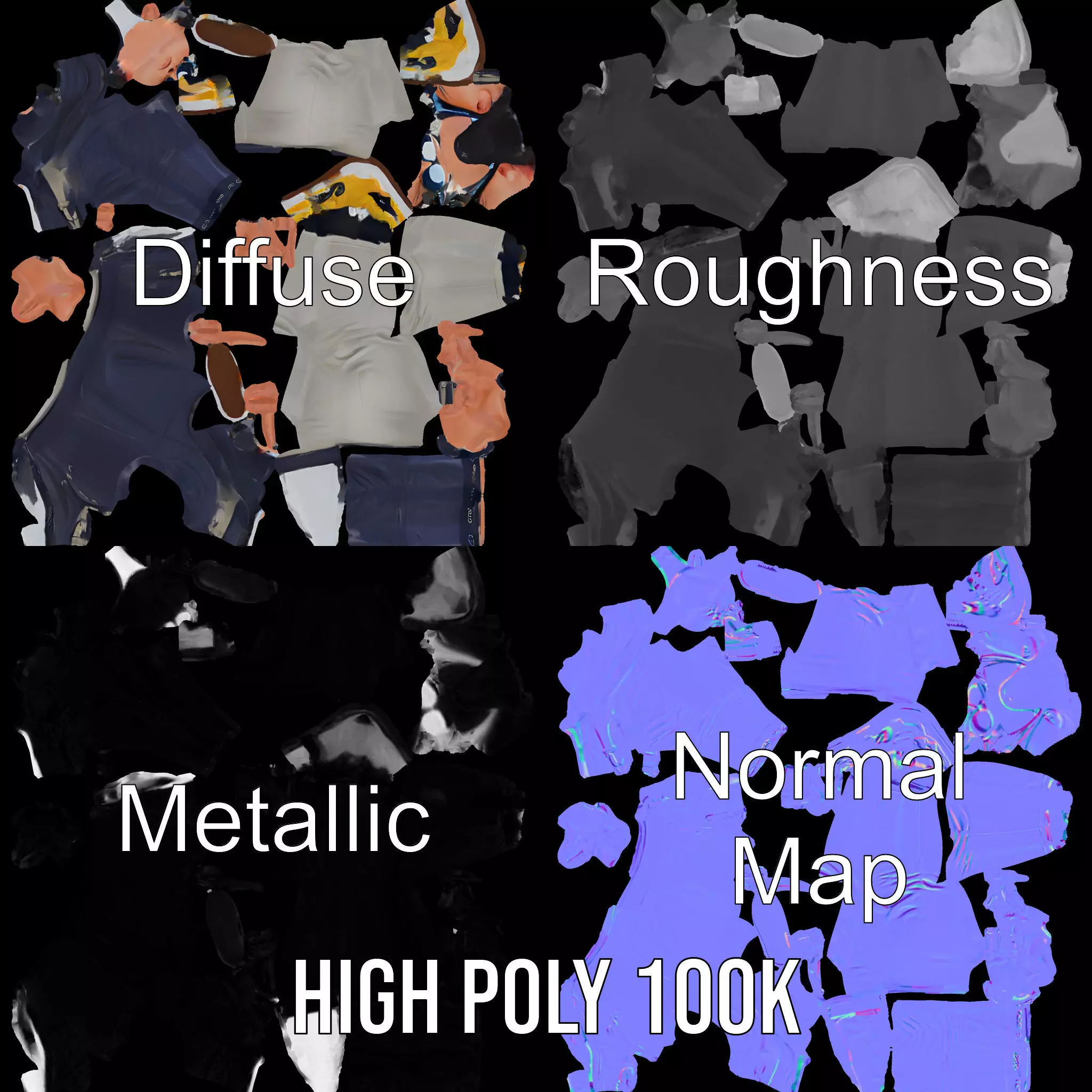 Stylish Casual Outfit model pack Low-poly 3D model_4