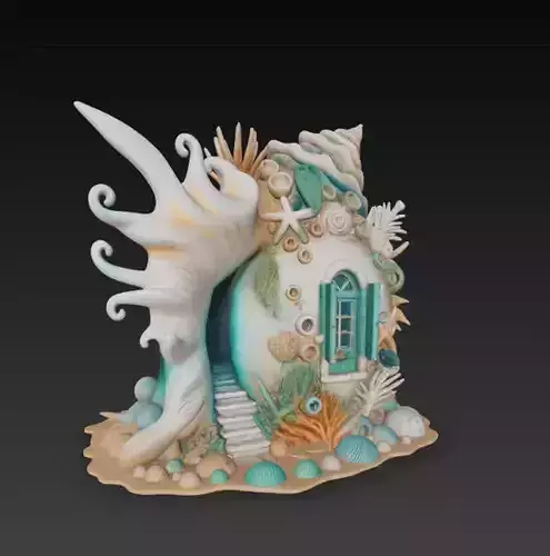 Shell Diorama Mini Fantasy House 3D printable item 3D print model