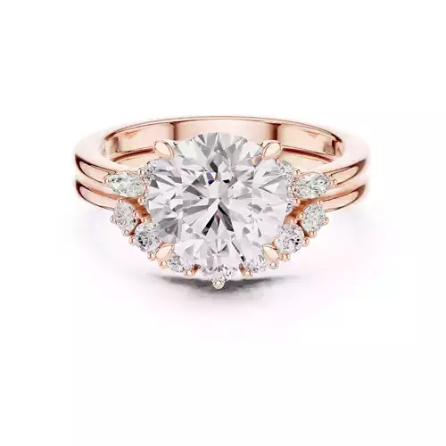 Round Cut Diamond Bridal Wedding Ring Set 3DM STL Video