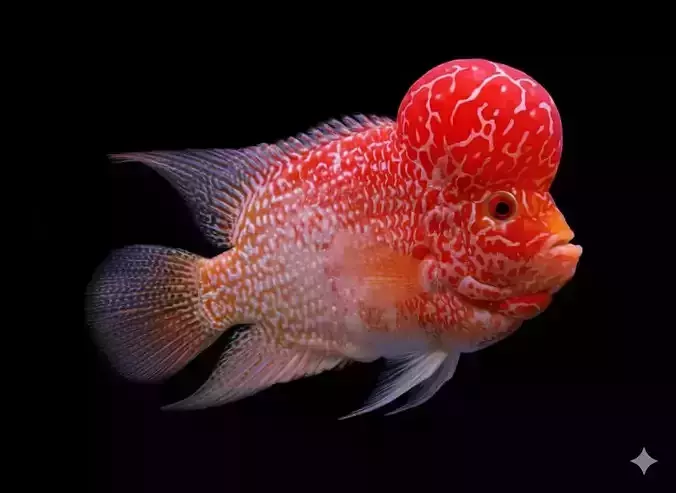 Vibrant Flowerhorn Cichlid HyperRealistic Aquarium Fish Low-poly 3D model