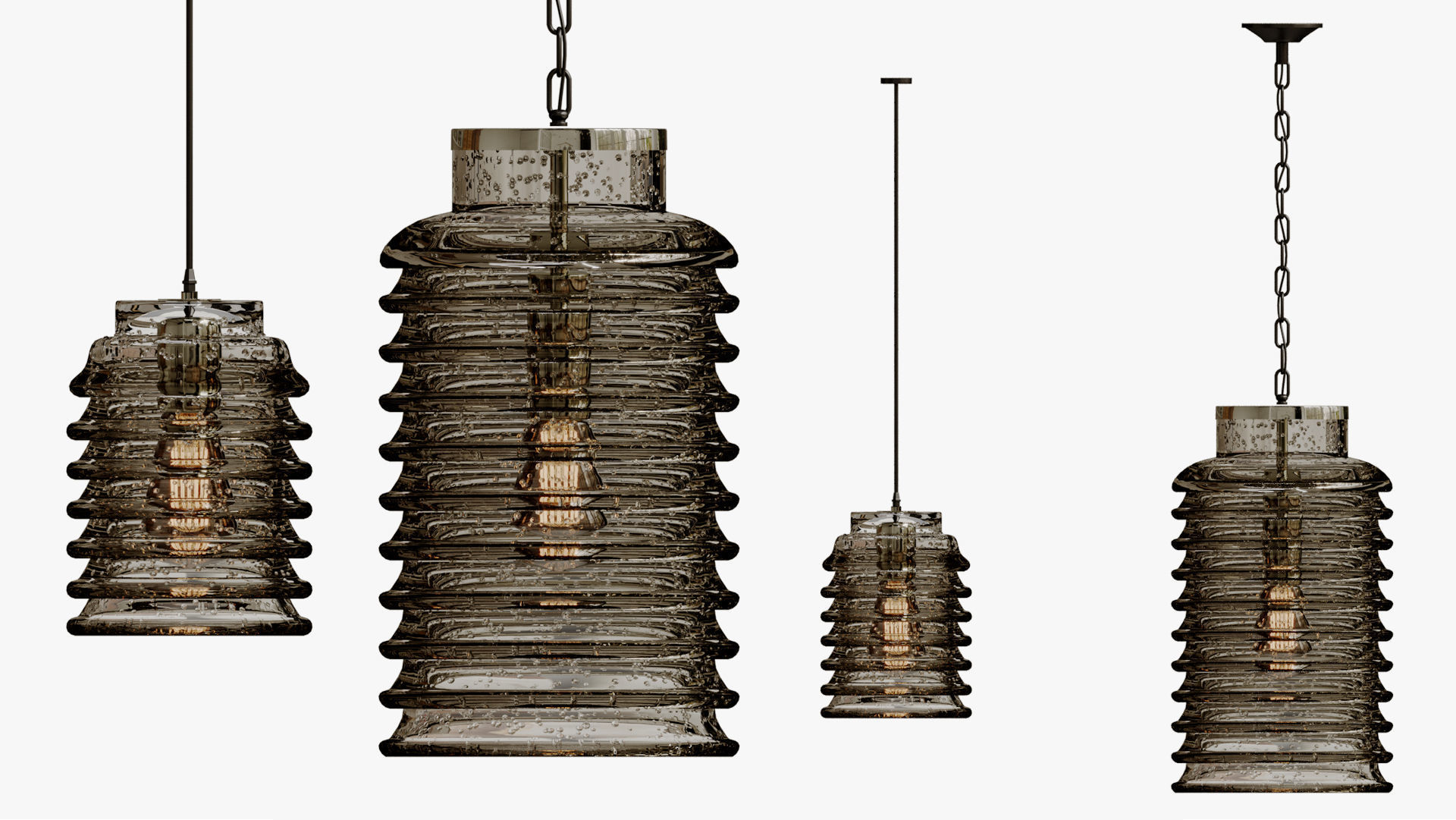 STACKED PENDANT - MERCURY GLASS 3D model_1
