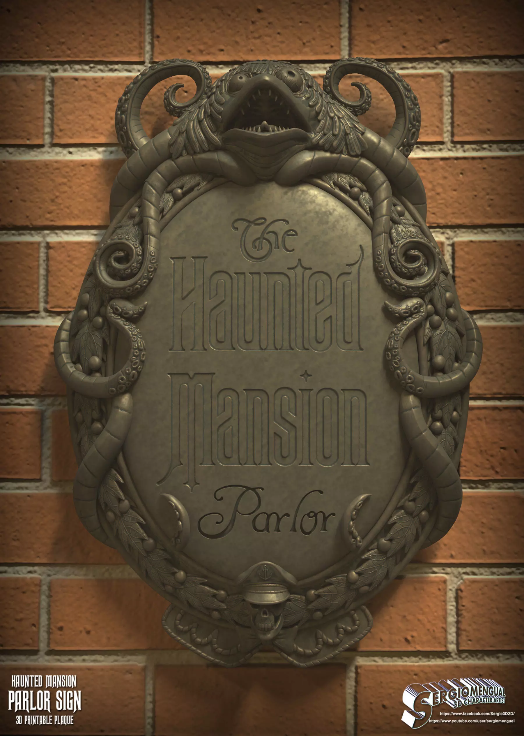 Disney Haunted Mansion Parlor Sign 3D Printable Plaque 3D print model_1