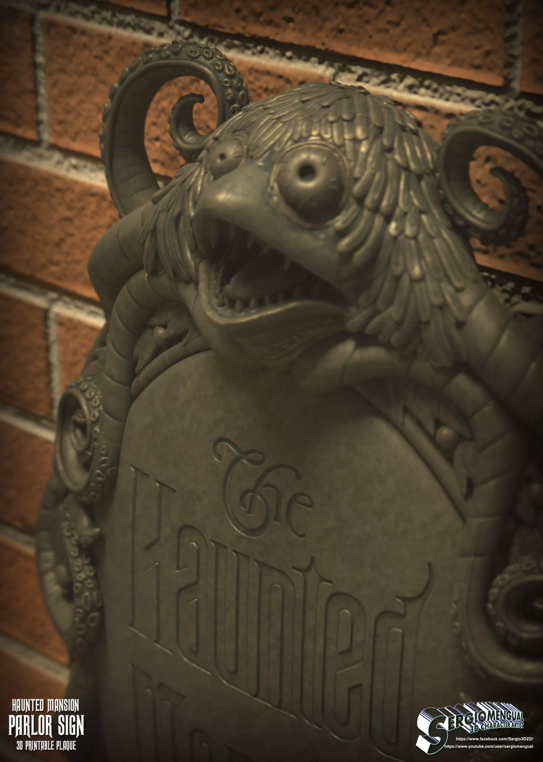 Disney Haunted Mansion Parlor Sign 3D Printable Plaque 3D print model_4