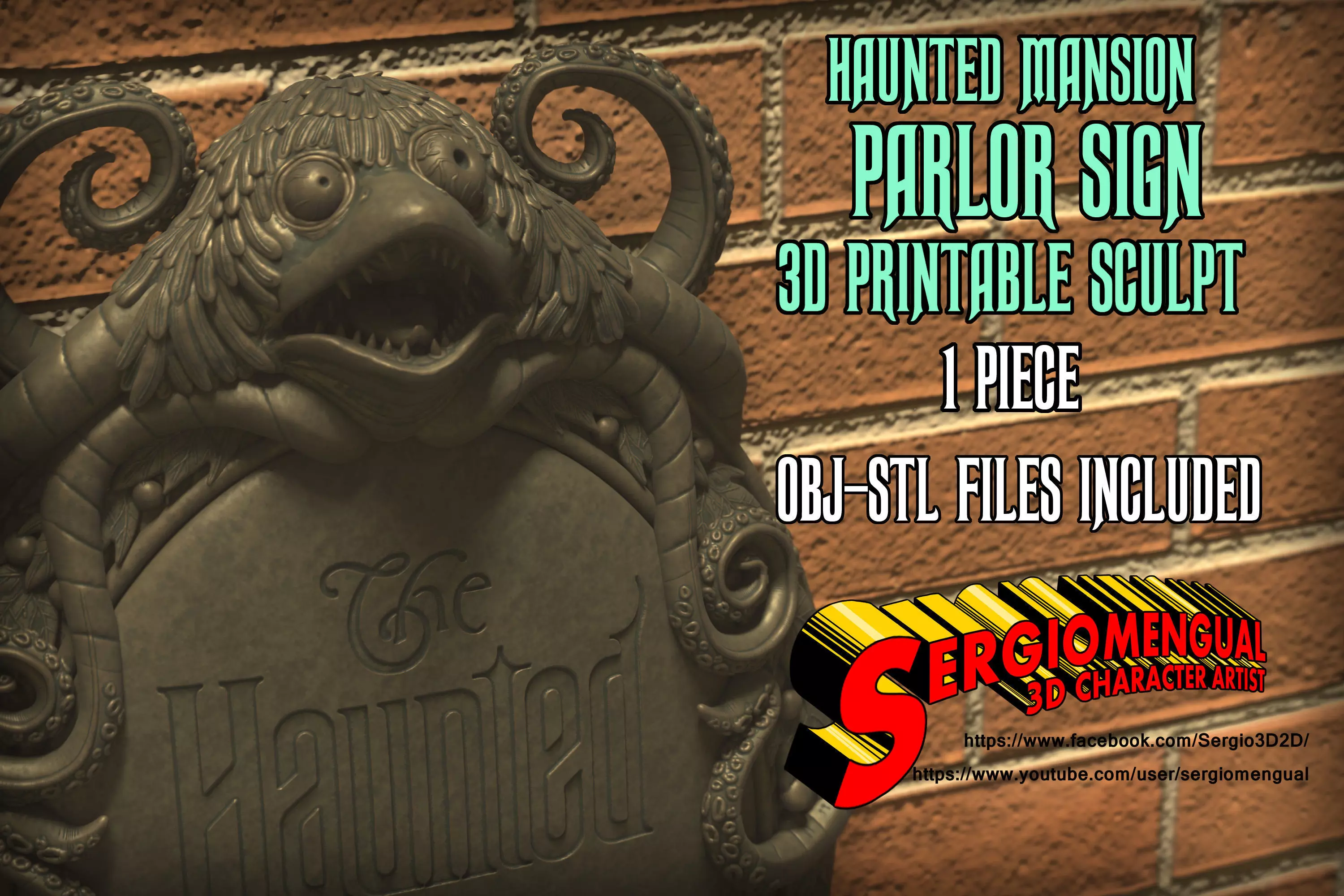 Disney Haunted Mansion Parlor Sign 3D Printable Plaque 3D print model_0