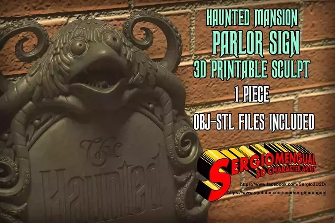Disney Haunted Mansion Parlor Sign 3D Printable Plaque
