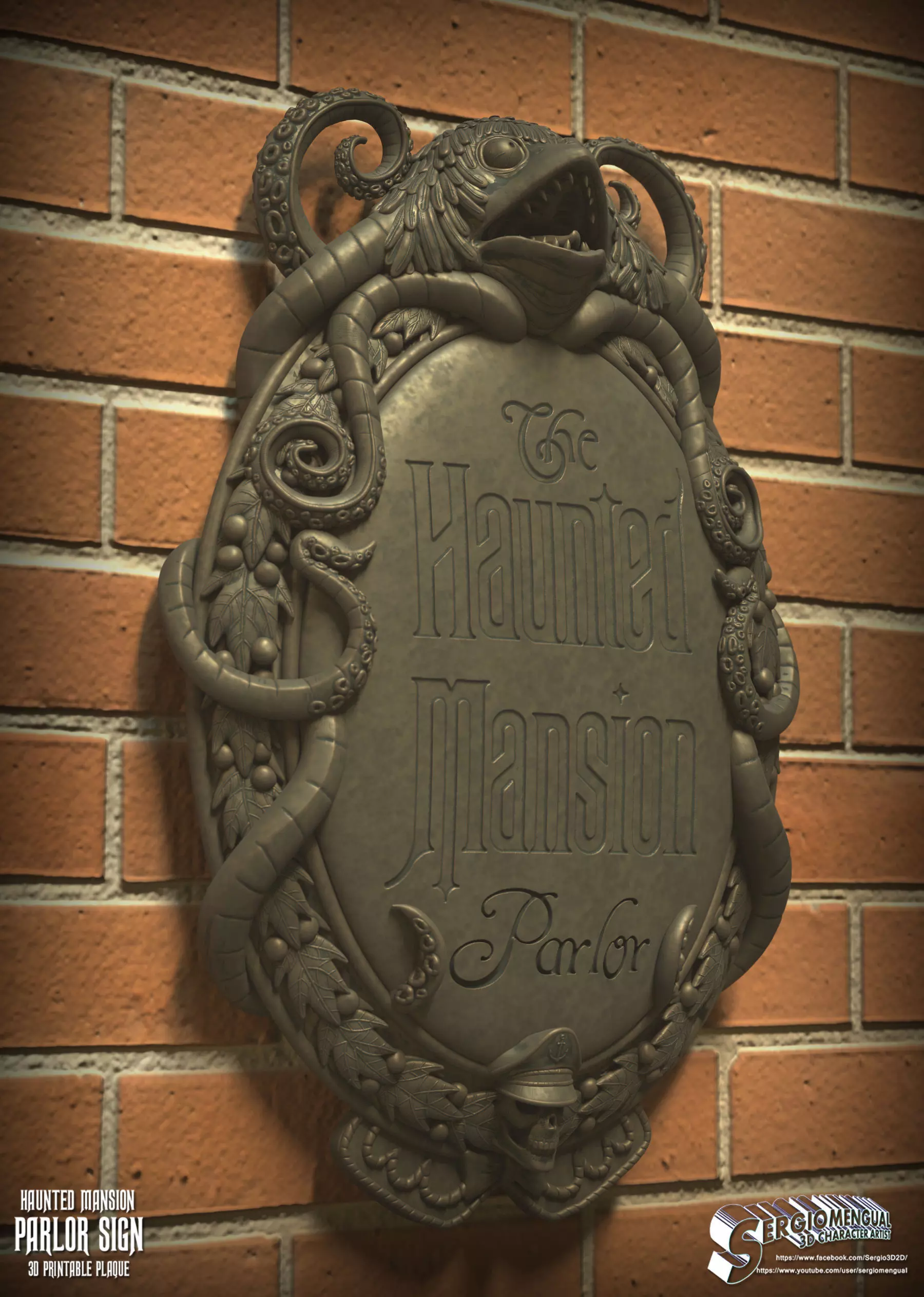 Disney Haunted Mansion Parlor Sign 3D Printable Plaque 3D print model_3