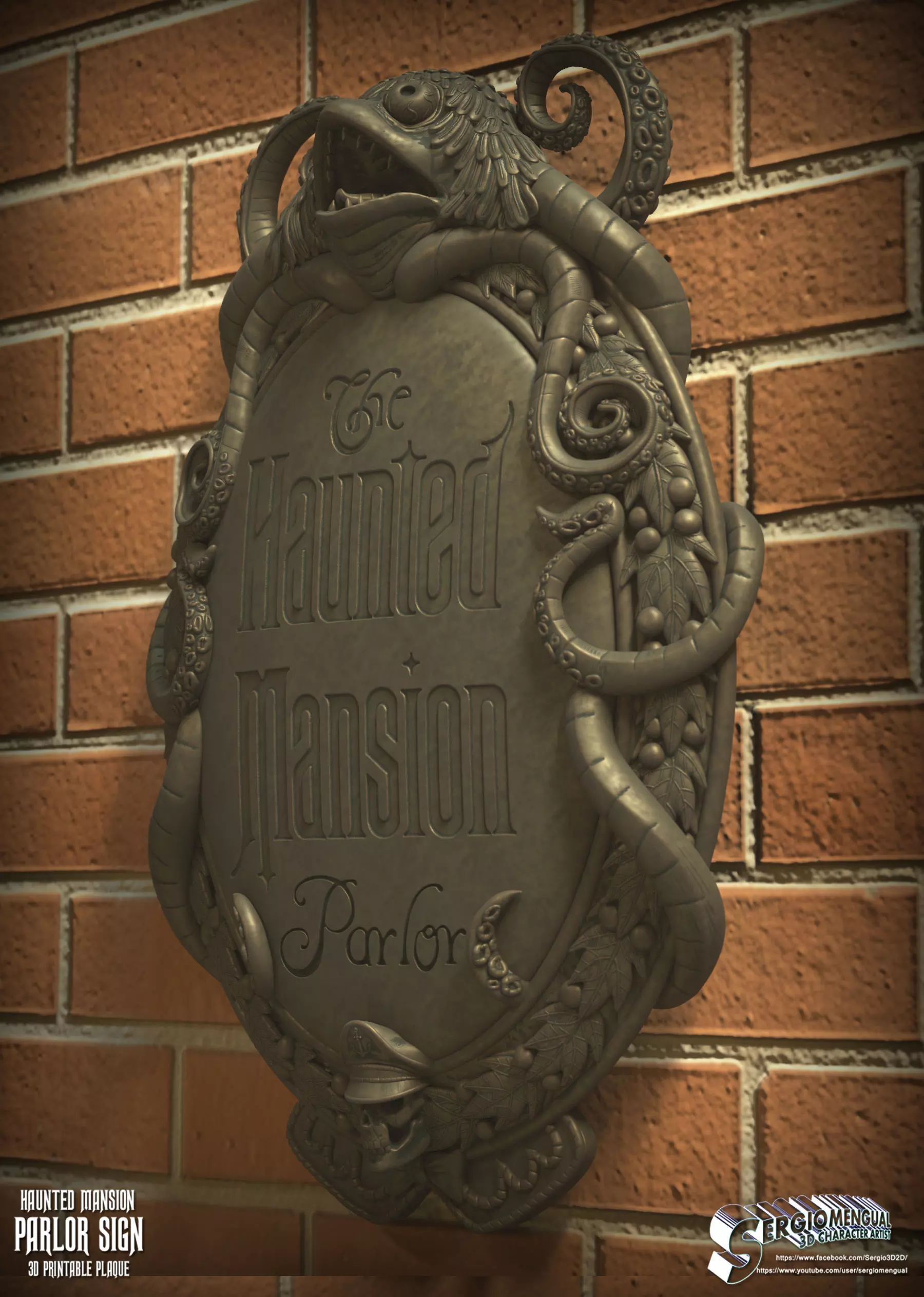 Disney Haunted Mansion Parlor Sign 3D Printable Plaque 3D print model_2