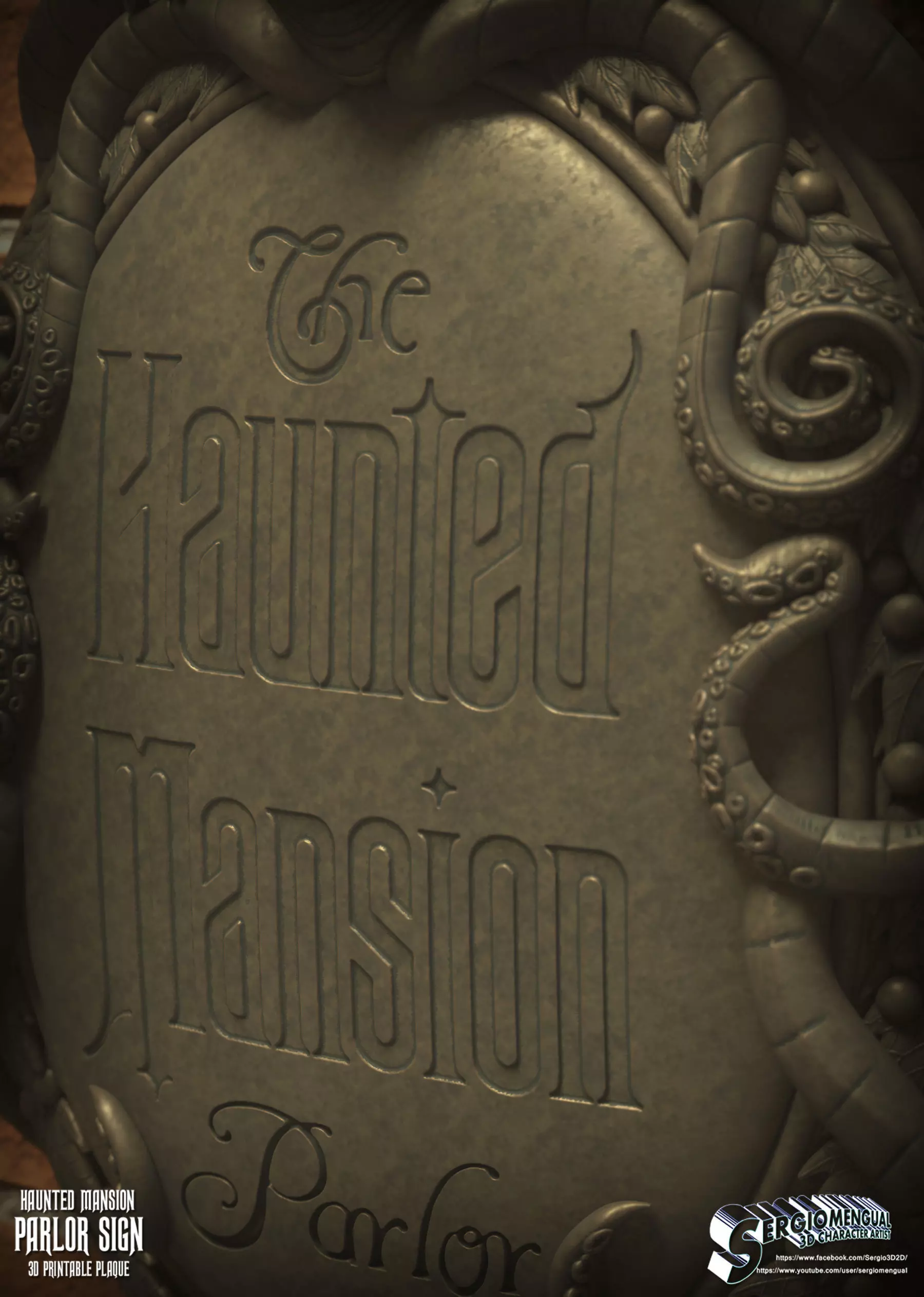 Disney Haunted Mansion Parlor Sign 3D Printable Plaque 3D print model_7