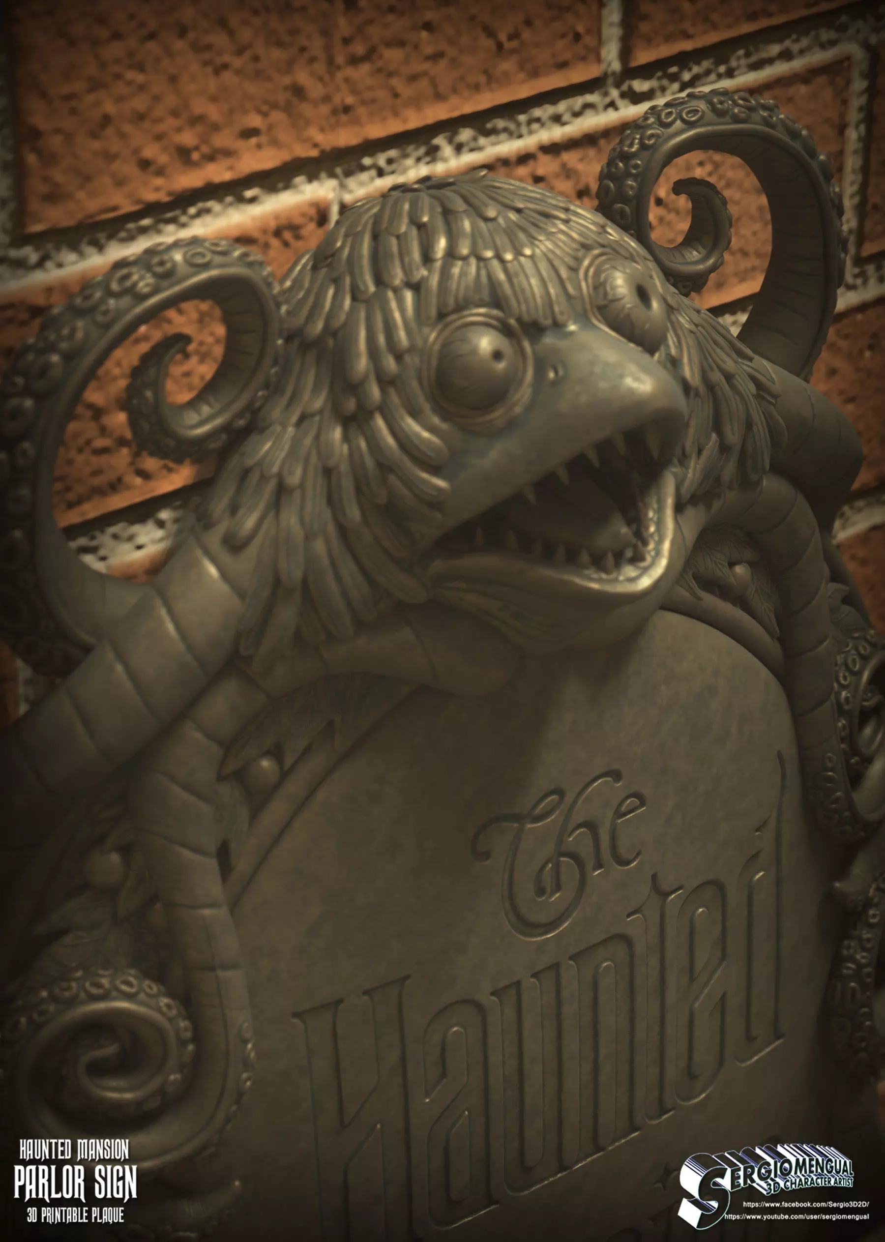 Disney Haunted Mansion Parlor Sign 3D Printable Plaque 3D print model_5