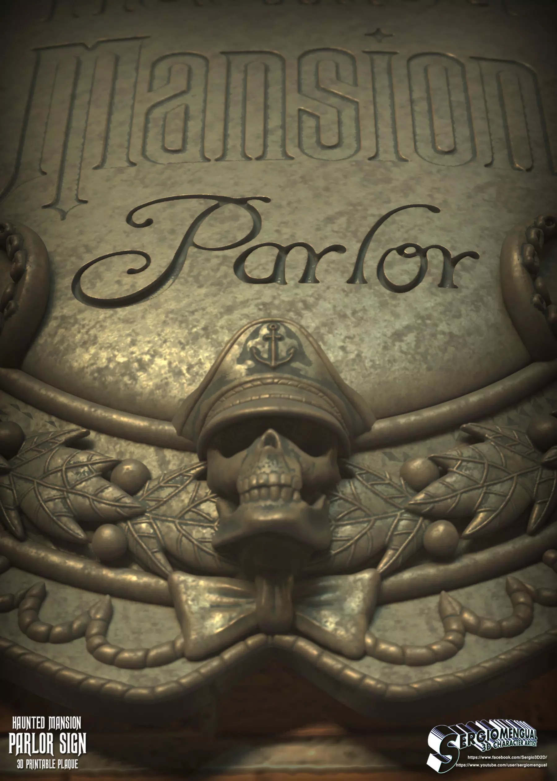 Disney Haunted Mansion Parlor Sign 3D Printable Plaque 3D print model_9