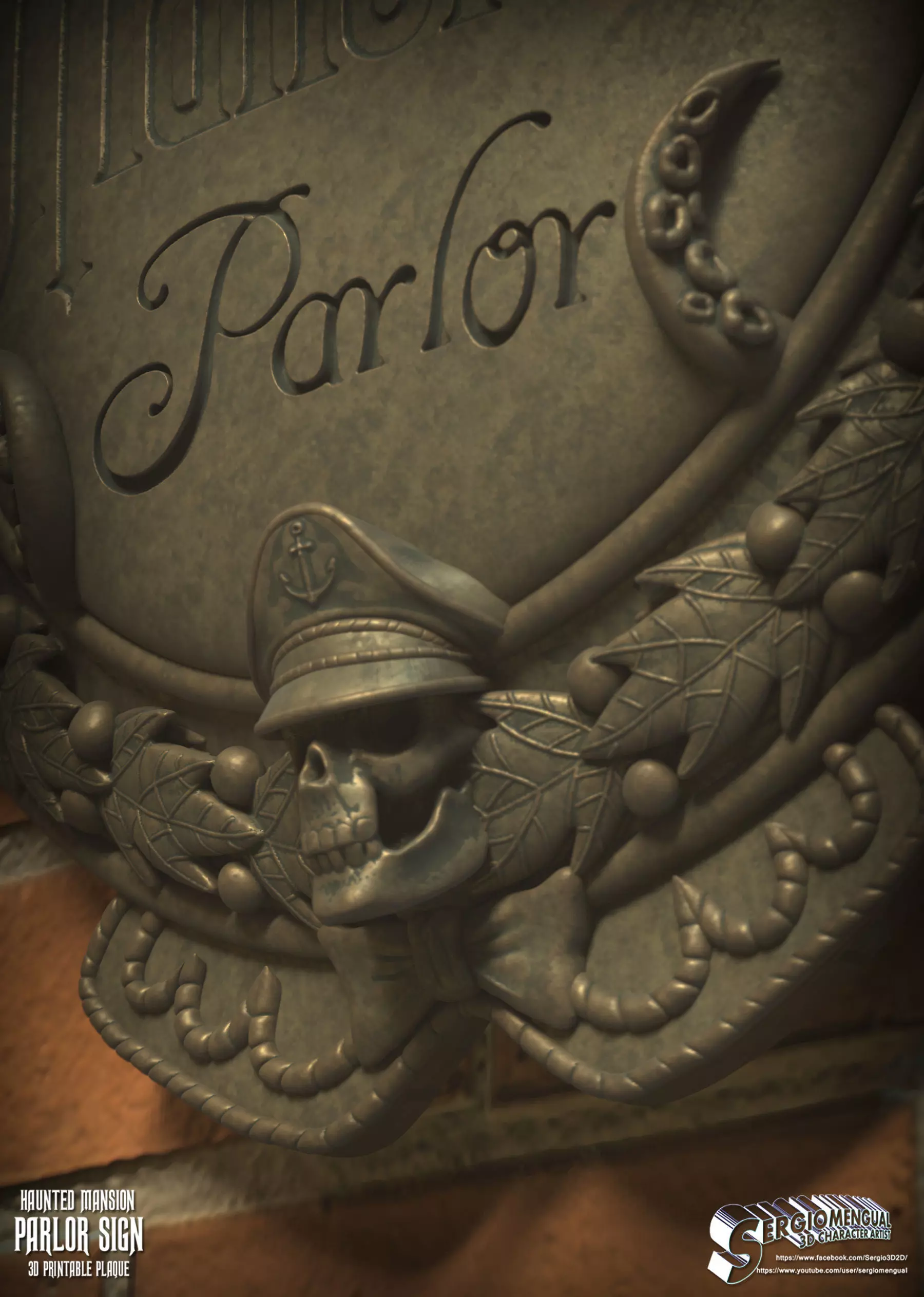 Disney Haunted Mansion Parlor Sign 3D Printable Plaque 3D print model_8