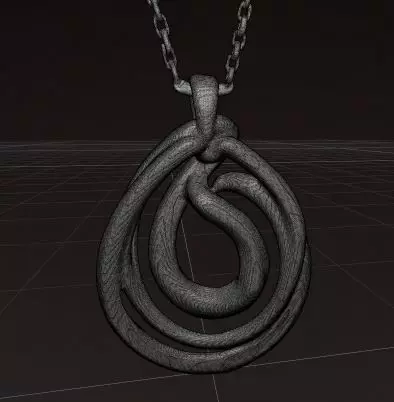 Infinity Gold Necklace Minimalist Interlocking Loop  3D print model_13