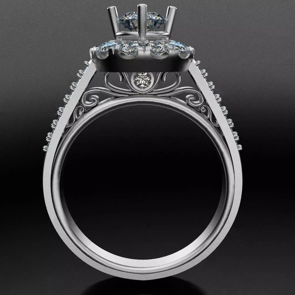 Gorgeous diamond ring with support 3D print model_0