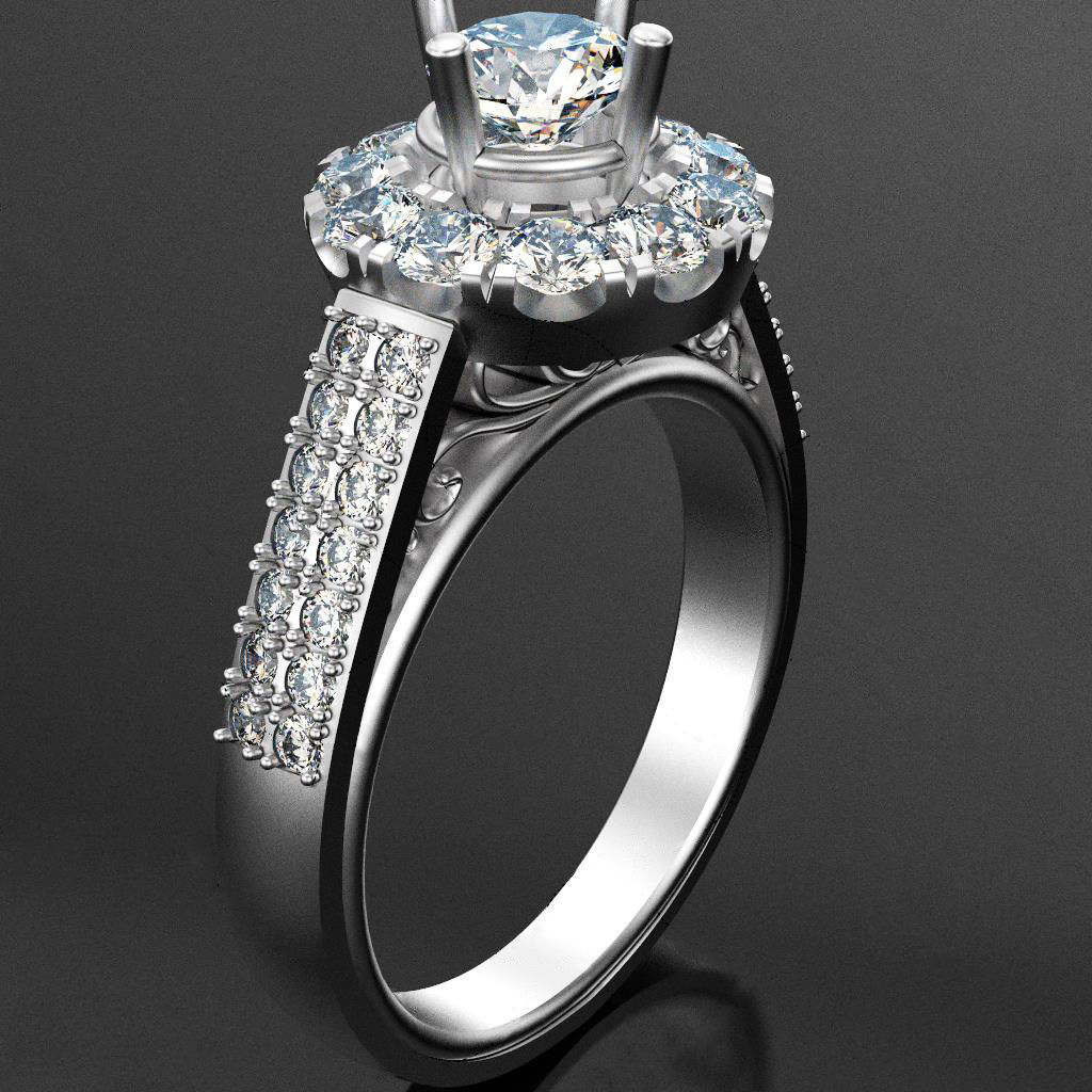 Gorgeous diamond ring with support 3D print model_1