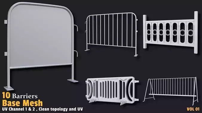 10 Barriers  Base Mesh  VOL01 Low-poly 3D model