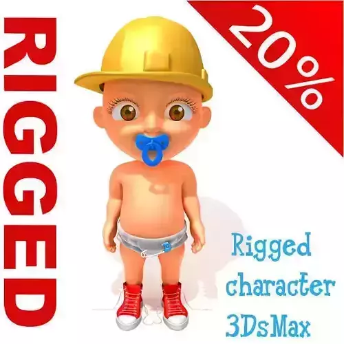 Worker baby Cartoon Rigged  3D model