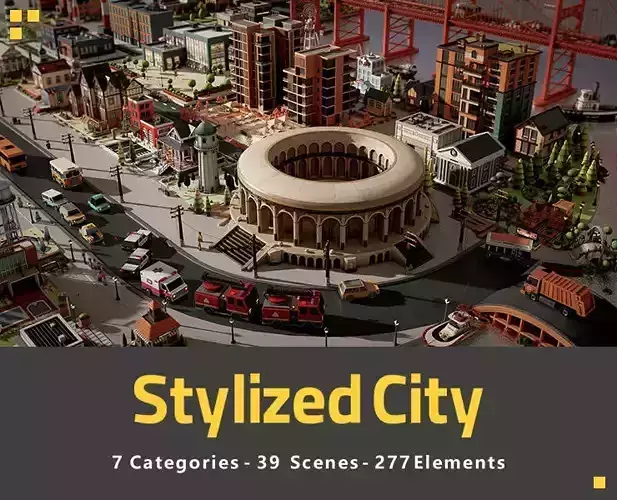 Ultimate Stylized City Pack Low-poly 3D model