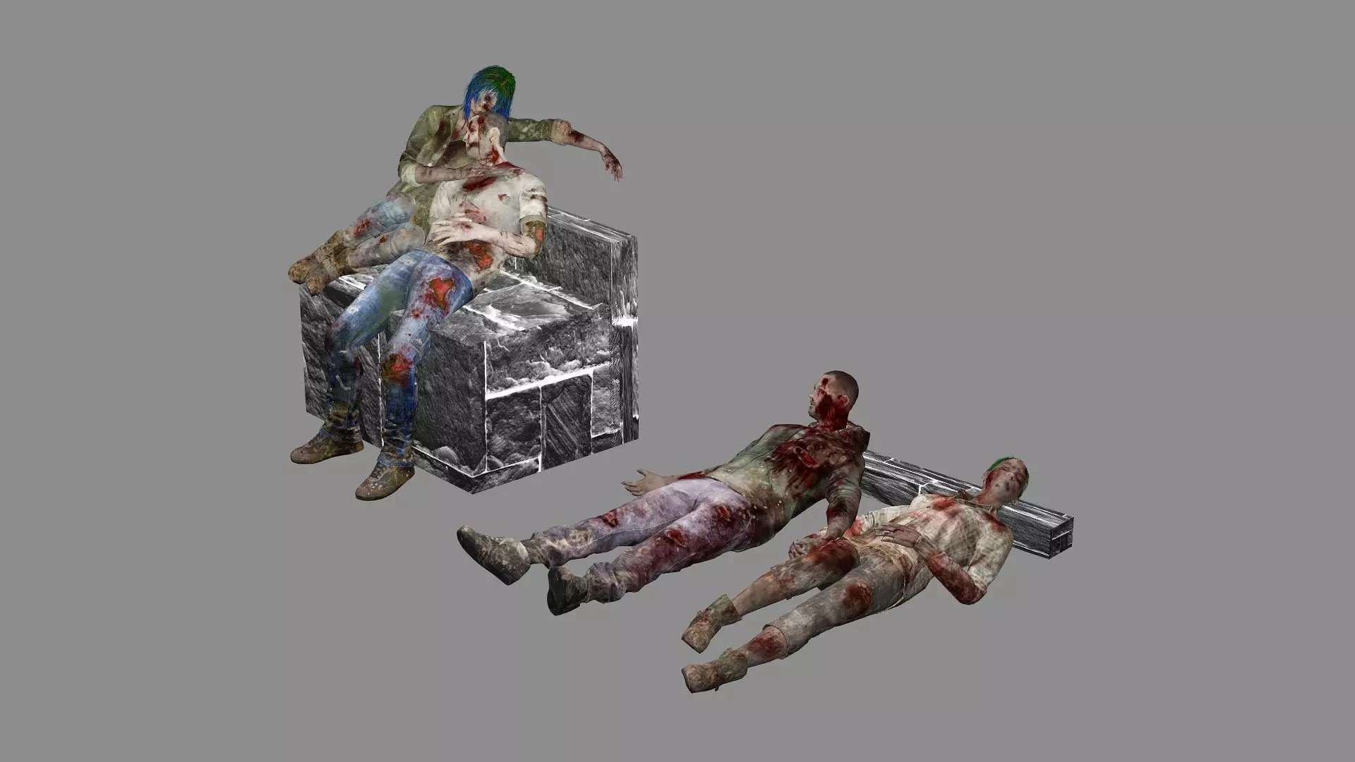 Horror Assets - Human Corpses Pack X1 Low-poly 3D Model Low-poly 3D model_3