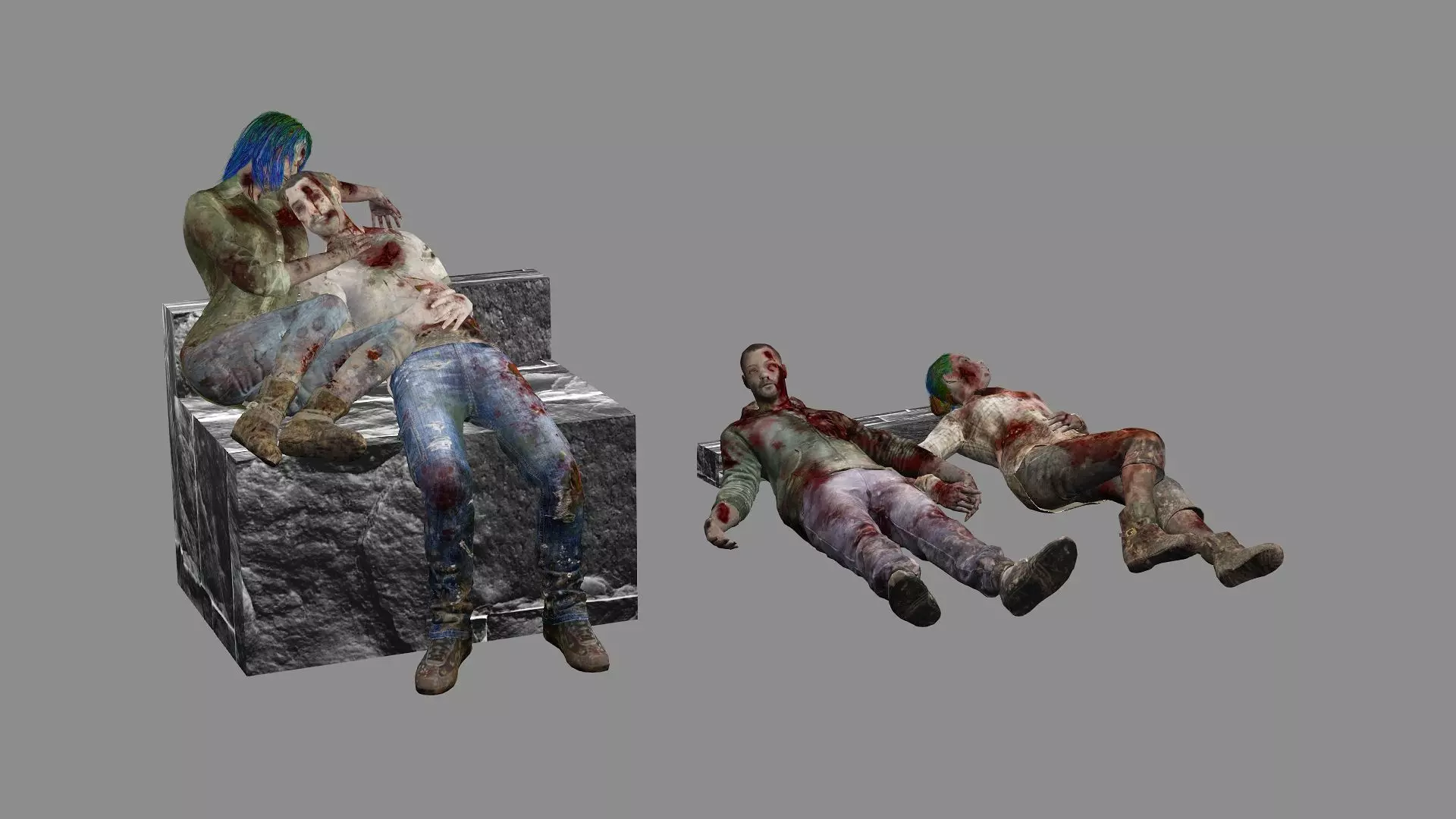 Horror Assets - Human Corpses Pack X1 Low-poly 3D Model Low-poly 3D model_0