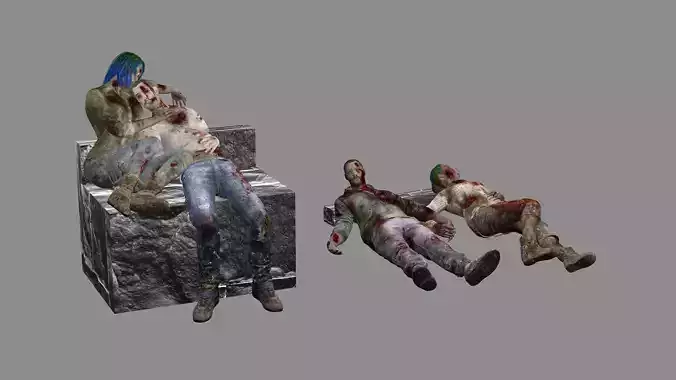 Horror Assets - Human Corpses Pack X1 Low-poly 3D Model
