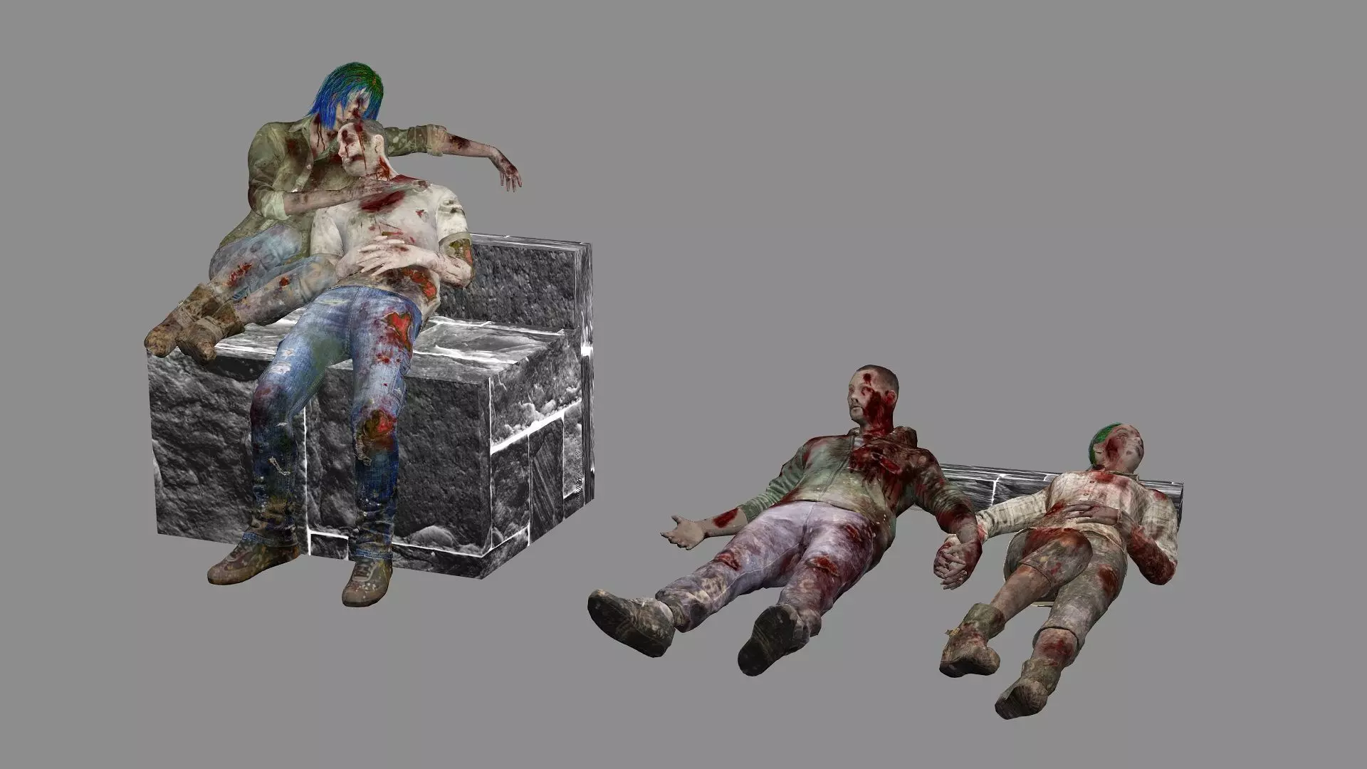Horror Assets - Human Corpses Pack X1 Low-poly 3D Model Low-poly 3D model_2