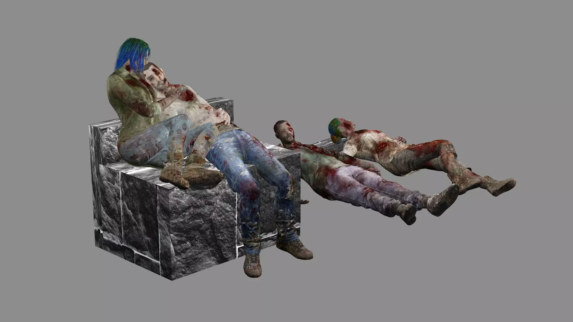 Horror Assets - Human Corpses Pack X1 Low-poly 3D Model Low-poly 3D model_4