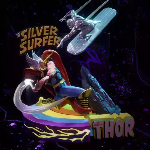 Silver Surfer Vs Thor 3D print model