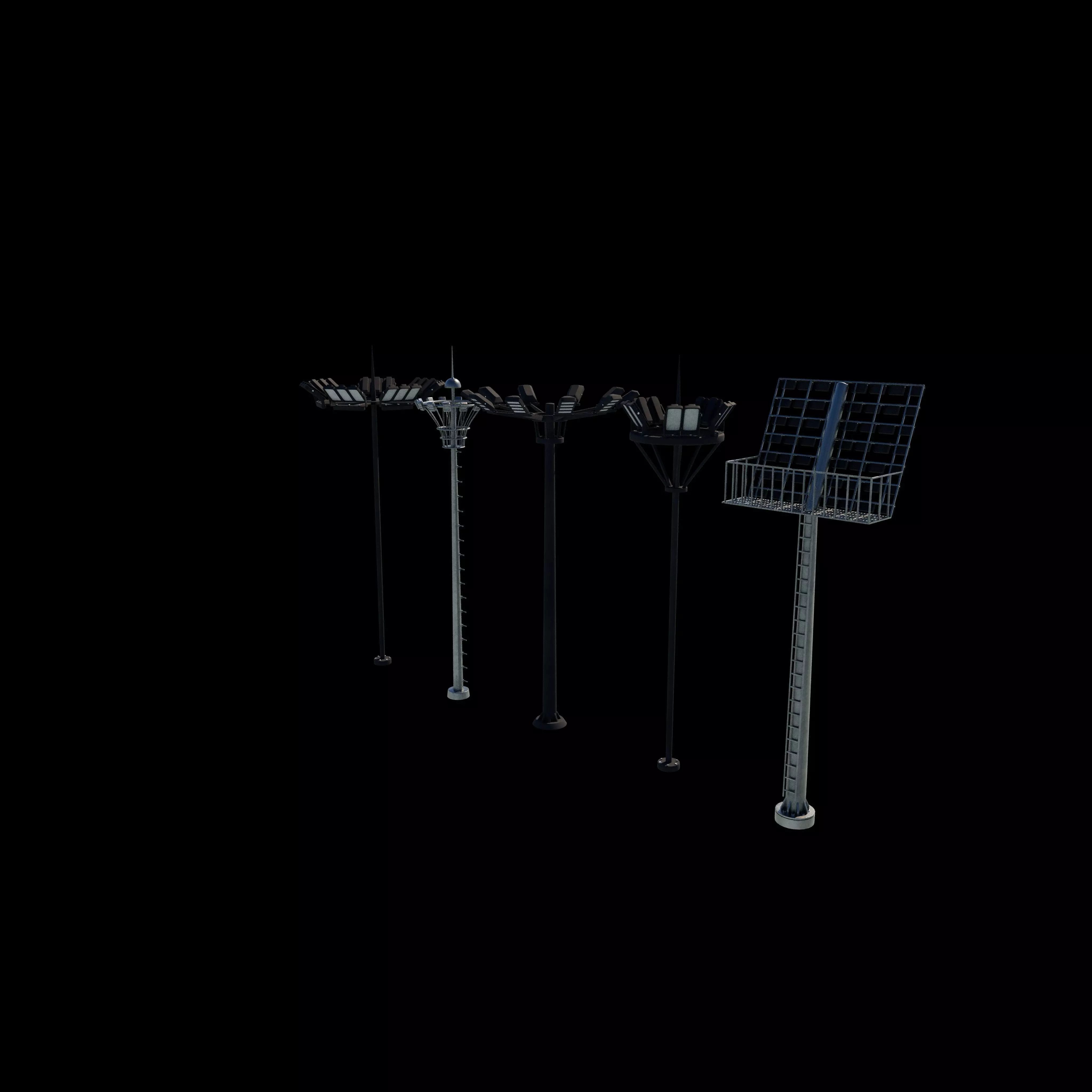 Stadium Light pole 3D model_4