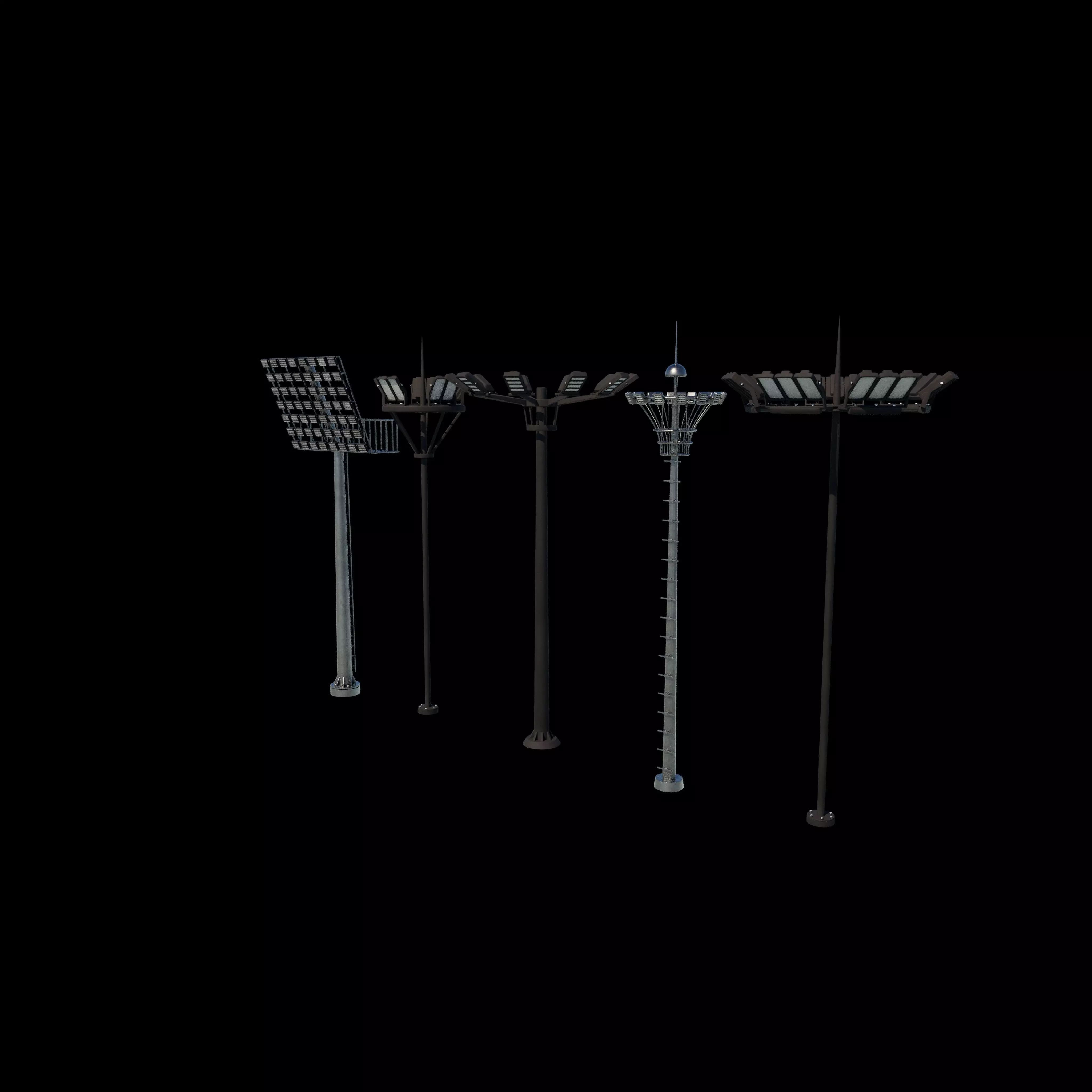 Stadium Light pole 3D model_8