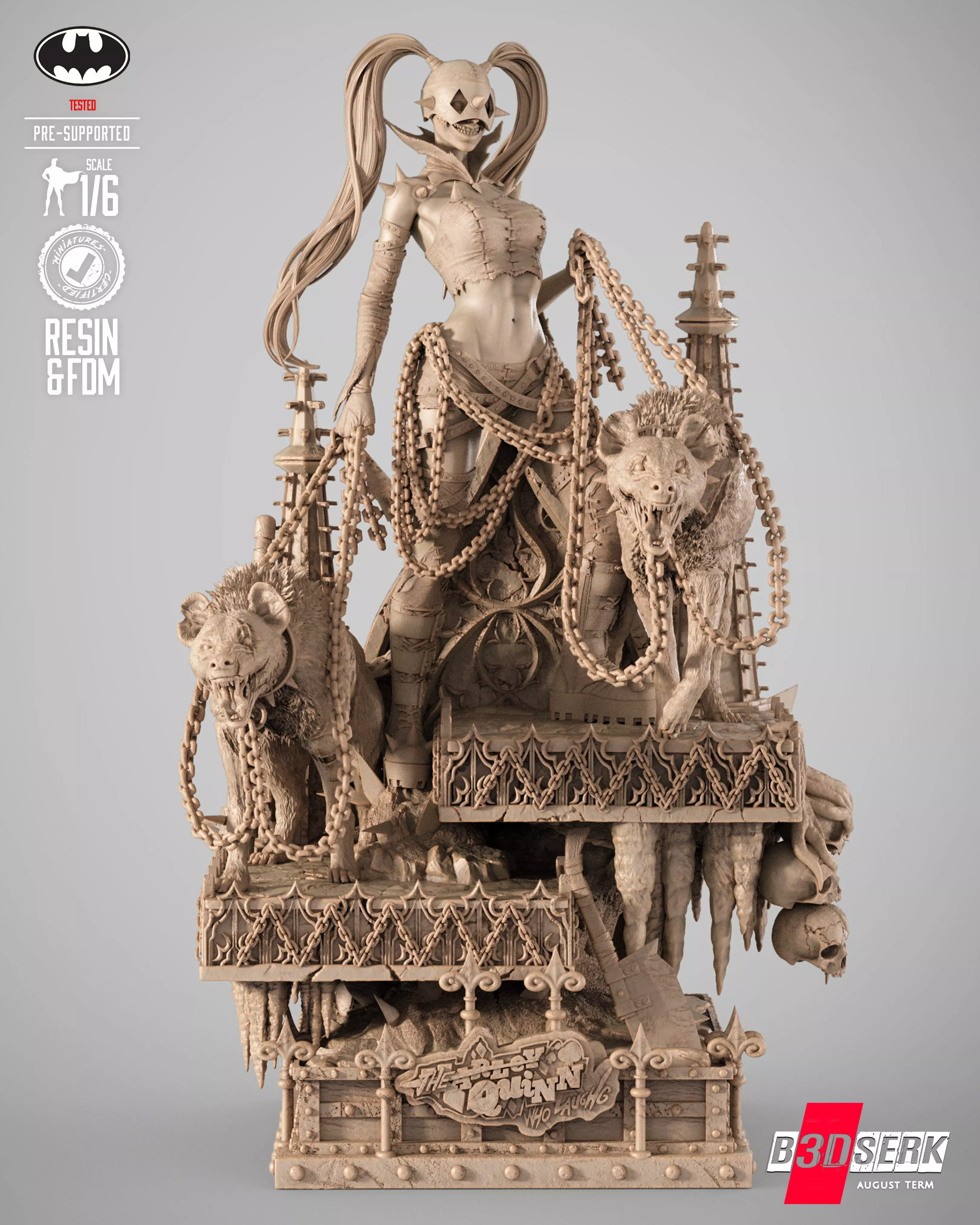 B3DSERK Harley Quinn Who Laughts Sculpture 3D print model_1