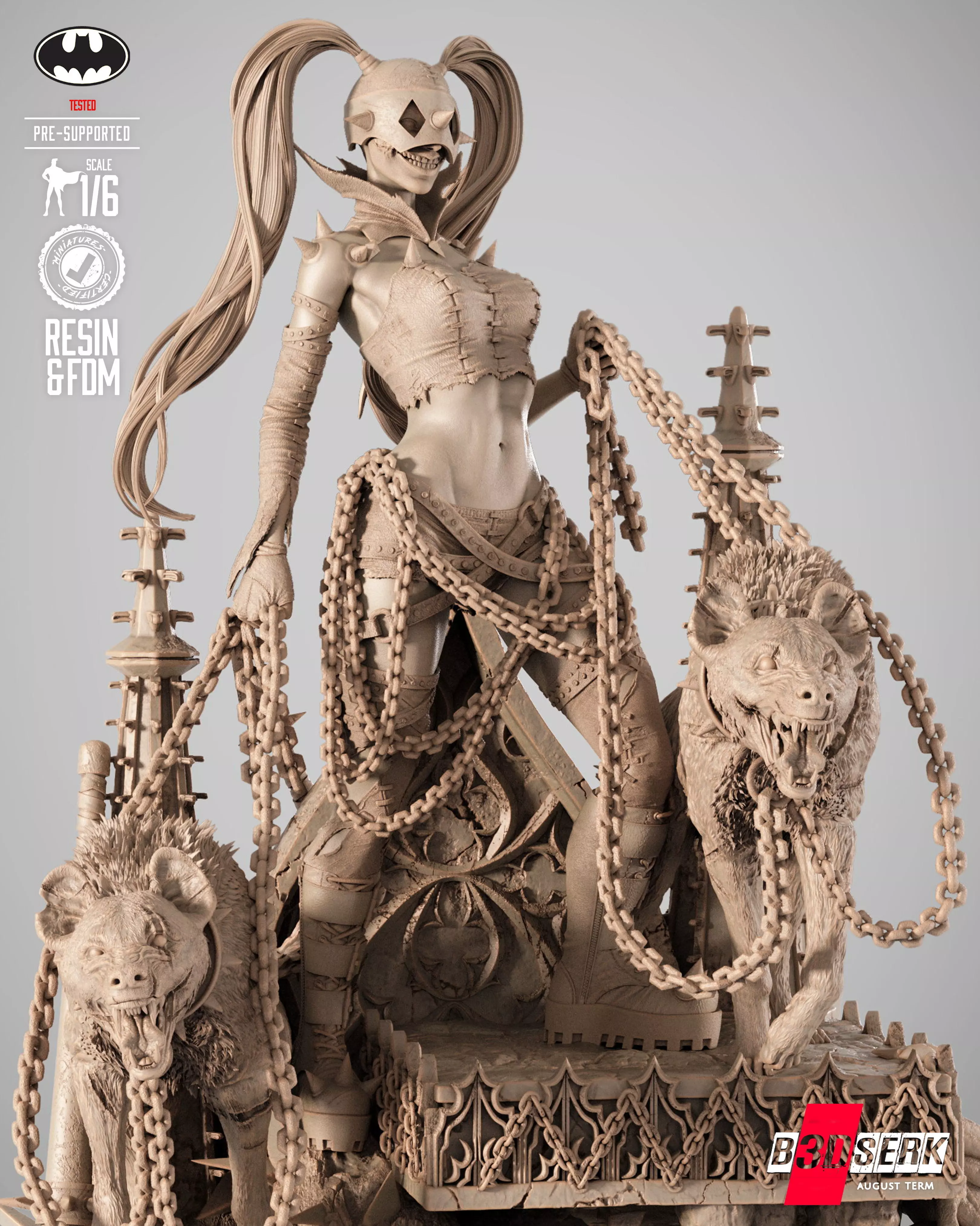 B3DSERK Harley Quinn Who Laughts Sculpture 3D print model_2