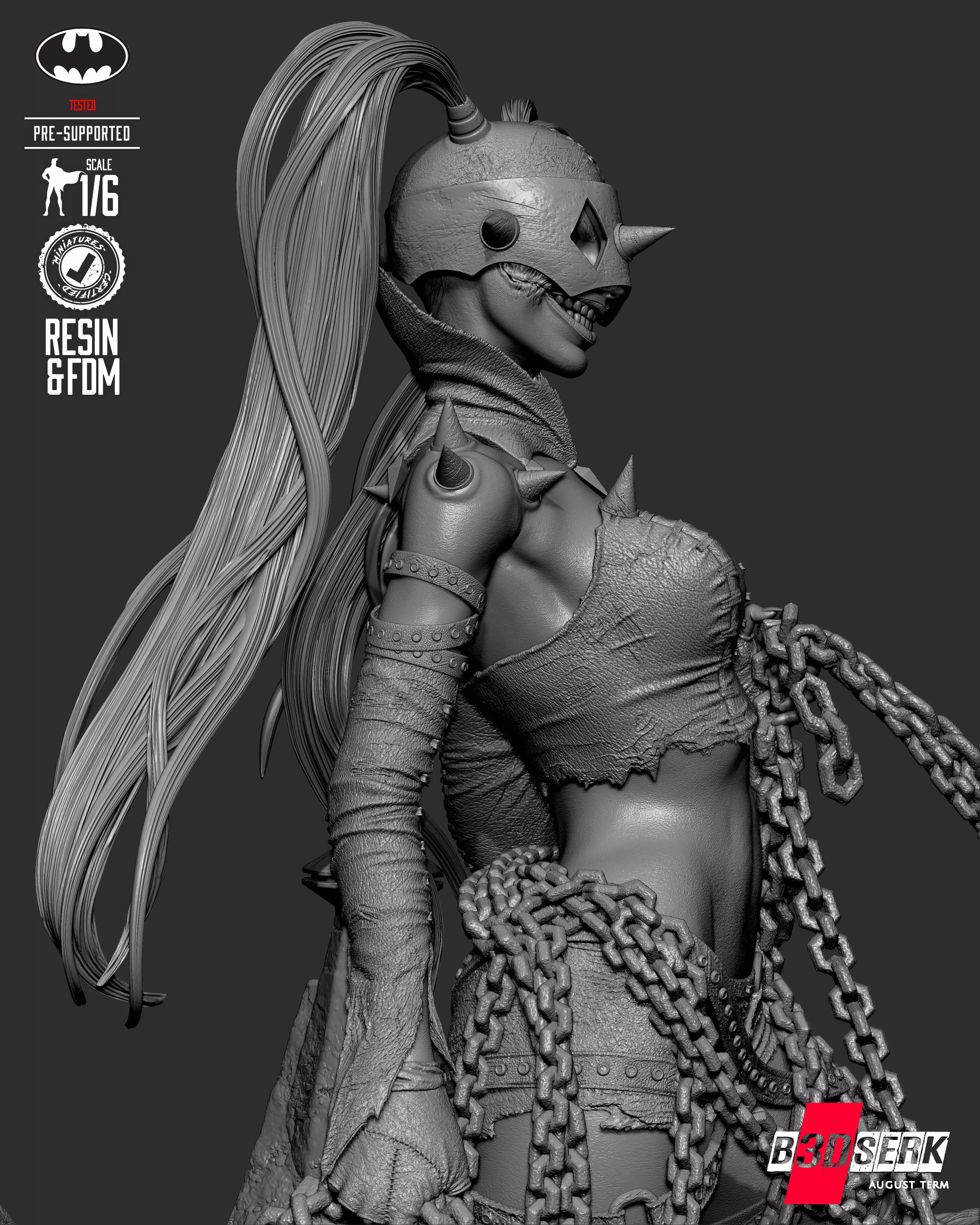 B3DSERK Harley Quinn Who Laughts Sculpture 3D print model_7