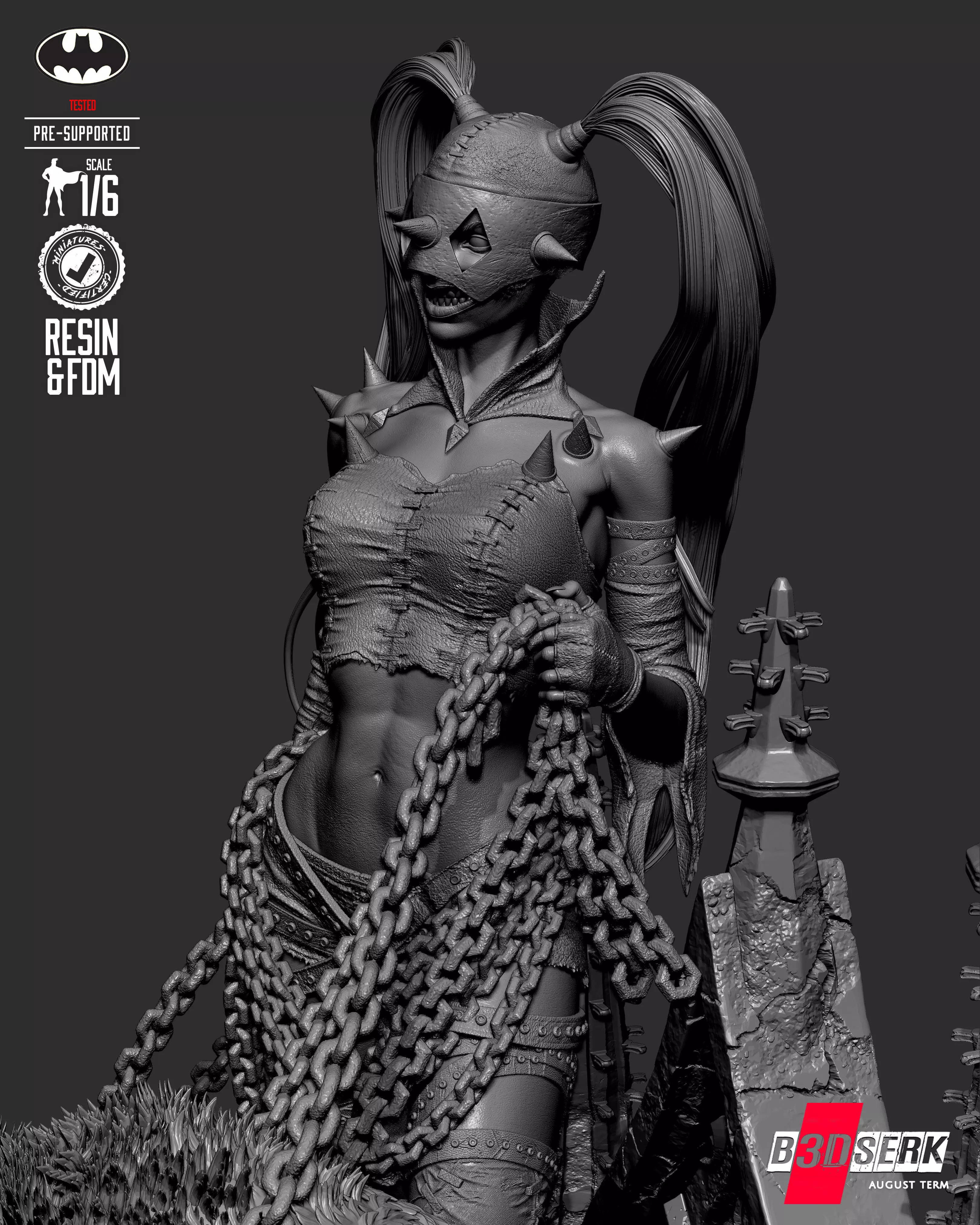 B3DSERK Harley Quinn Who Laughts Sculpture 3D print model_9